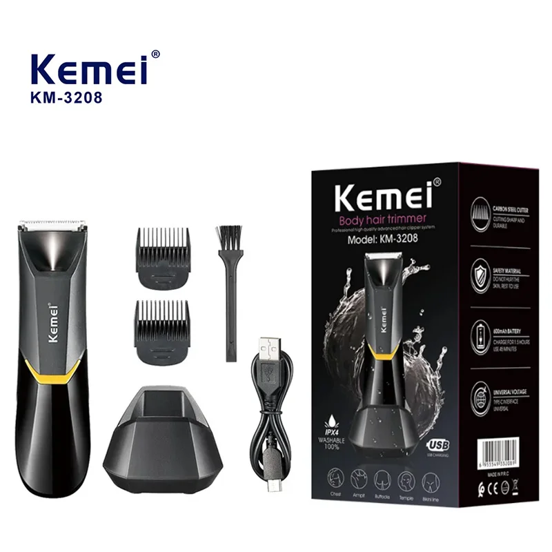 Kemei KM-3208 USB перезаряжаемая профессиональная электробритва для мытья всего тела, мужское беспроводное электрическое устройство для удаления волос
Kemei KM-3208 USB перезаряжаемая профессиональная электробритва для мытья всего тела, мужское беспроводное электрическое устройство для удаления волос