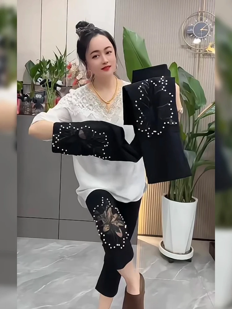Pants High Waist Floral Lace Patch Dry Straight Slim For Women Summer Thin Breathable Cropped Extremely Figure Slacks
Pants High Waist Floral Lace Patch Dry Straight Slim For Women Summer Thin Breathable Cropped Extremely Figure Slacks