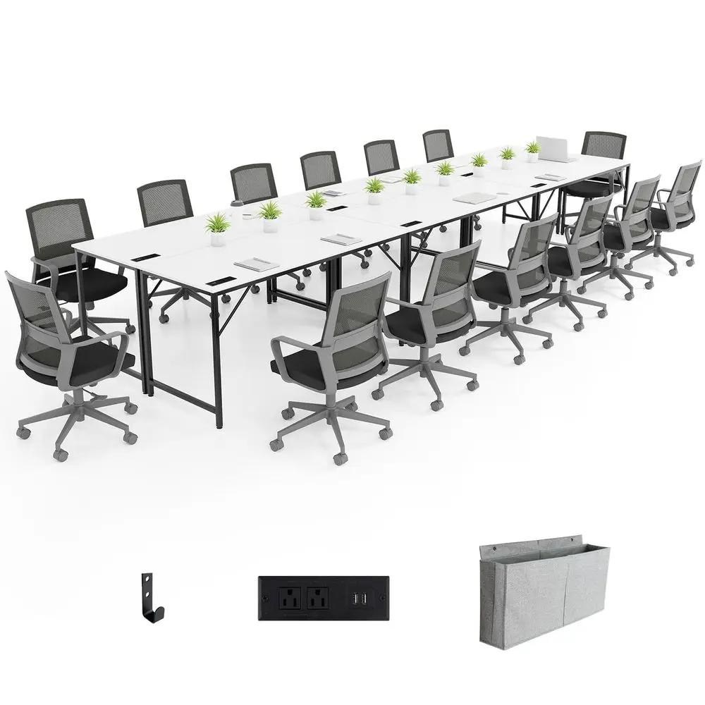 60 Inch Conference Table, Set of 6 Boardroom Meeting Desk, w Recessed Power Strip, Storage Bag amp Headphone Hook, Wide Desktop
60 Inch Conference Table, Set of 6 Boardroom Meeting Desk, w Recessed Power Strip, Storage Bag amp Headphone Hook, Wide Desktop