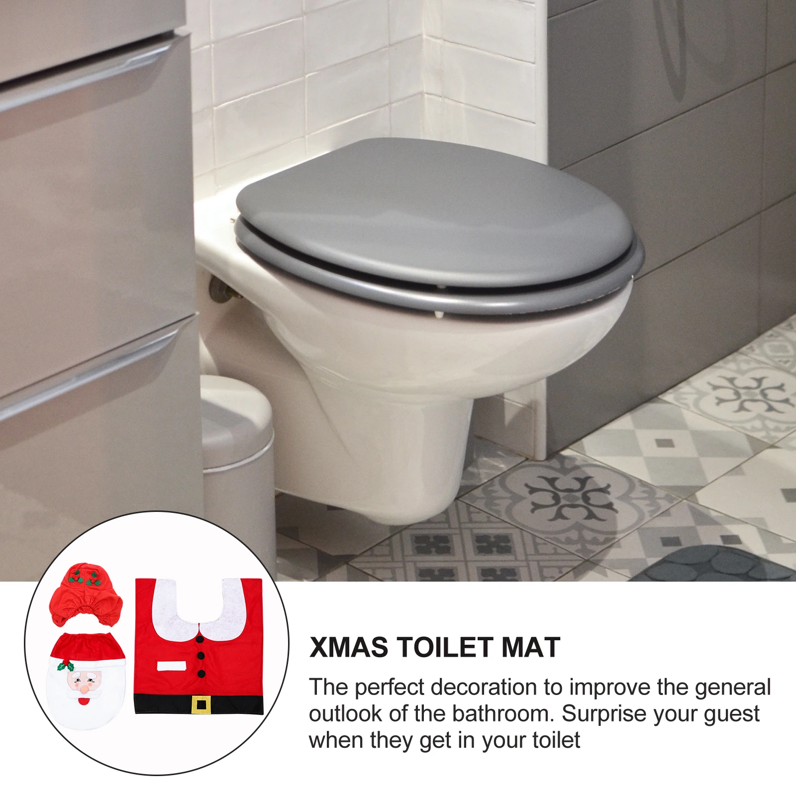 Toilet Cover Floor Mat Bathroom Decoration Christmas Accessories Pulled Cloth Holiday Set
Toilet Cover Floor Mat Bathroom Decoration Christmas Accessories Pulled Cloth Holiday Set