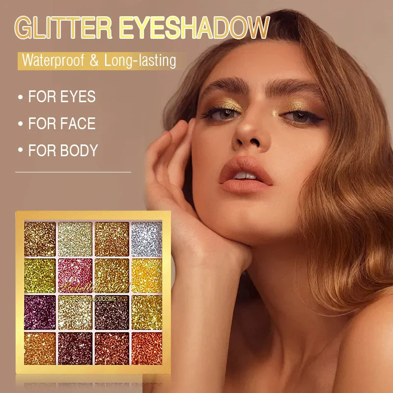 16 Colors Glitter Palette Shimmer Multicolor Golden Color Sparkle Sequin Finish Body Face Makeup Stage Party Makeup
16 Colors Glitter Palette Shimmer Multicolor Golden Color Sparkle Sequin Finish Body Face Makeup Stage Party Makeup