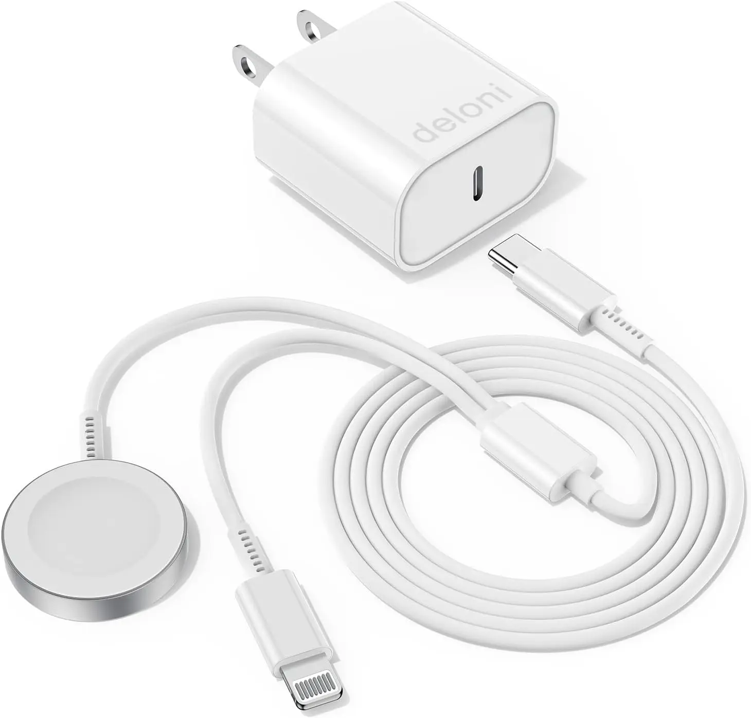 USB C Charger for Apple Watch & iPhone, 2 in 1 Magnetic Fast Charging Cable 6FT with Wall Charger, Compatible with Watch Series 10/9/8/7/6/SE/5/4, iPhone 14/13/12
USB C Charger for Apple Watch & iPhone, 2 in 1 Magnetic Fast Charging Cable 6FT with Wall Charger, Compatible with Watch Series 10/9/8/7/6/SE/5/4, iPhone 14/13/12