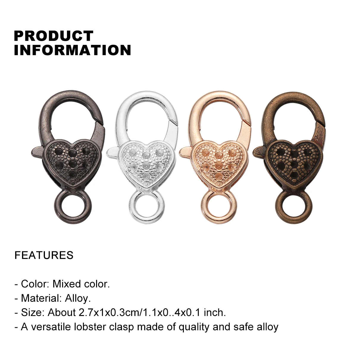 40pcs Heart Shaped Lobster Clasp Alloy Jewelry Findings Small Claw for DIY Bracelets Necklaces Bag Straps
40pcs Heart Shaped Lobster Clasp Alloy Jewelry Findings Small Claw for DIY Bracelets Necklaces Bag Straps