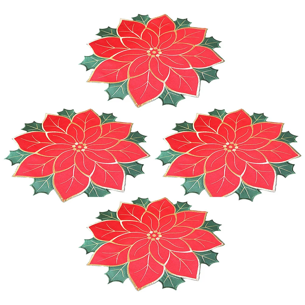 4 Pcs Holiday Placemat Poinsettia Mats Table Vibrant Red Tableware Decorative Dining
4 Pcs Holiday Placemat Poinsettia Mats Table Vibrant Red Tableware Decorative Dining
