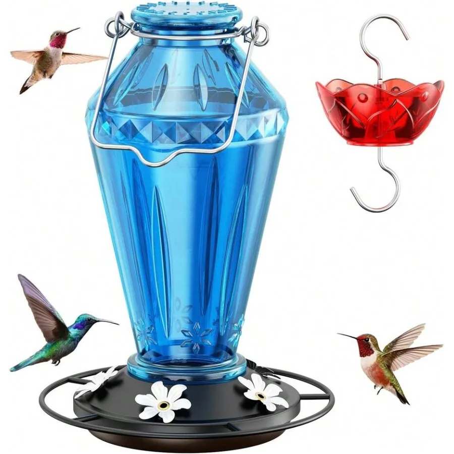Outdoor Hummingbird Feeder, 25oz Glass Hummingbird Feeder With Perch And 5 Feeding Ports With Guard, Leak-Proof, Includes Ant M
Outdoor Hummingbird Feeder, 25oz Glass Hummingbird Feeder With Perch And 5 Feeding Ports With Guard, Leak-Proof, Includes Ant M