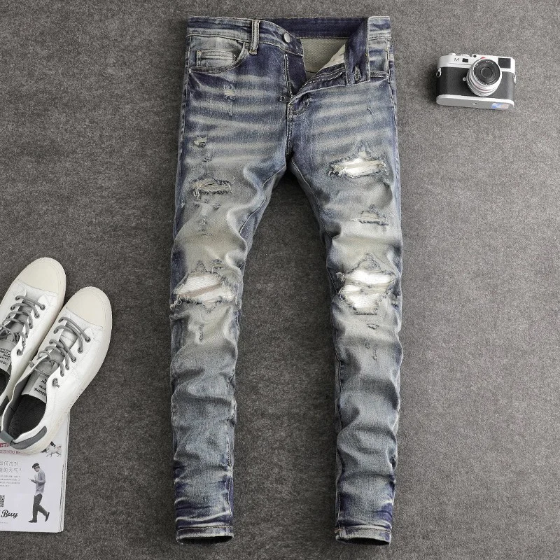 Designer fashion new jeans wrinkle resistant washed nostalgic stretch slim fit light blue jeans hip-hop brand pants hombre
Designer fashion new jeans wrinkle resistant washed nostalgic stretch slim fit light blue jeans hip-hop brand pants hombre