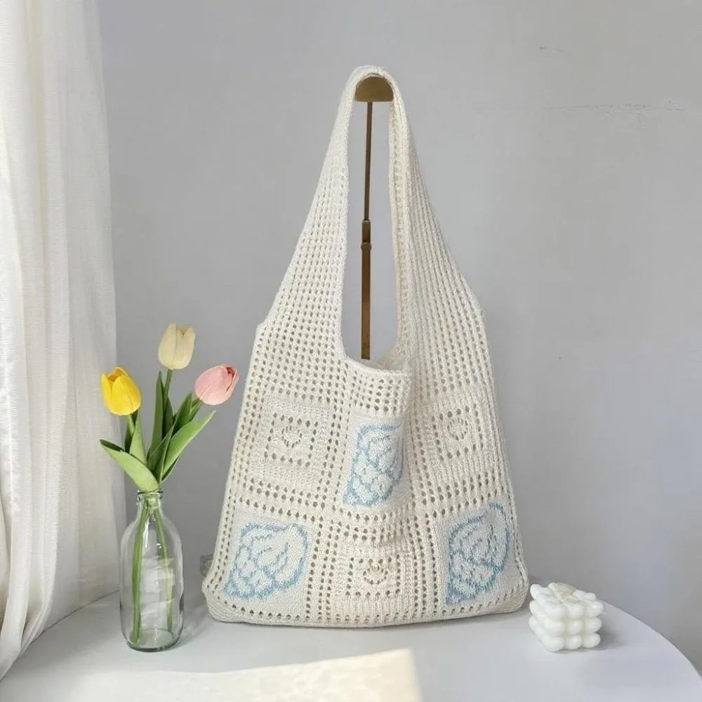 Повседневная вязаная сумка-тоут с вышивкой, однотонная, плетеная, на плечо, с ажурным узором, большая вместимость, для школы
Повседневная вязаная сумка-тоут с вышивкой, однотонная, плетеная, на плечо, с ажурным узором, большая вместимость, для школы