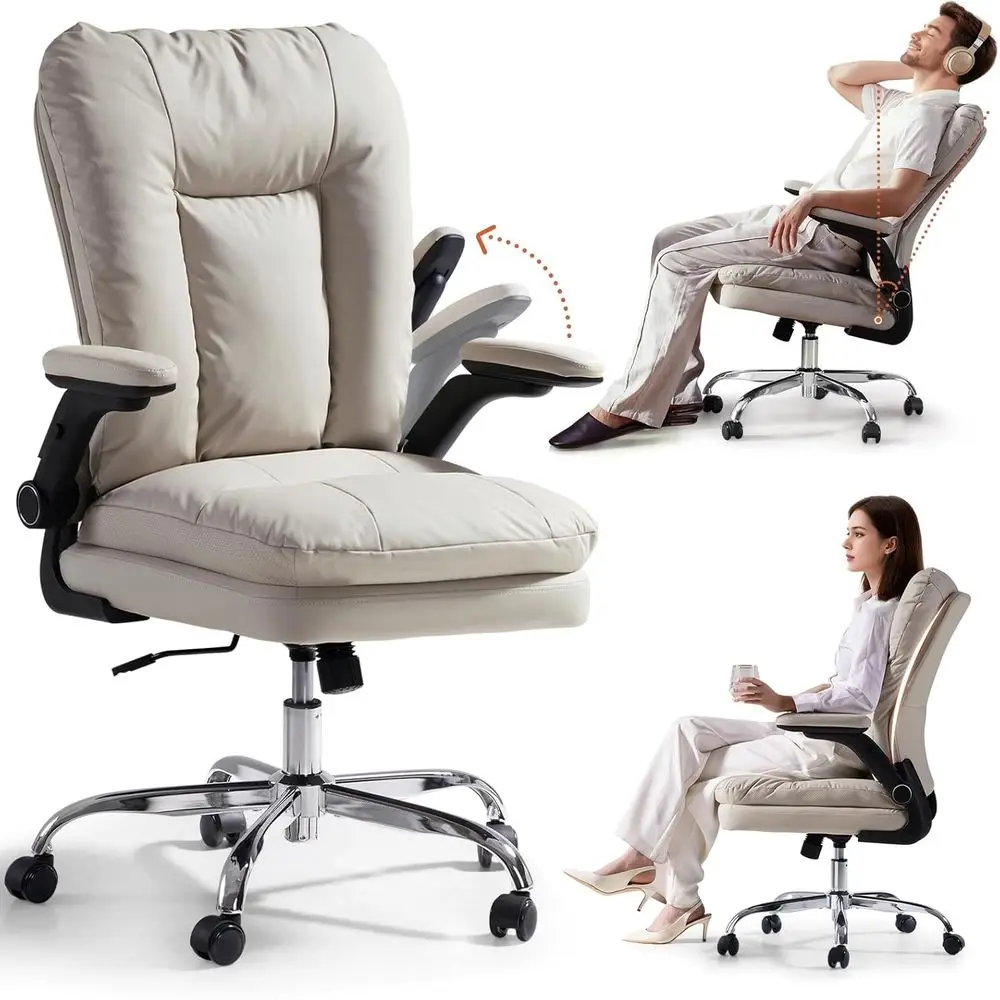 Ergonomic PU Leather Swivel Chair with 3D Adjustable Arms, Height & Rocking, 300 lbs Capacity - Beige
Ergonomic PU Leather Swivel Chair with 3D Adjustable Arms, Height & Rocking, 300 lbs Capacity - Beige