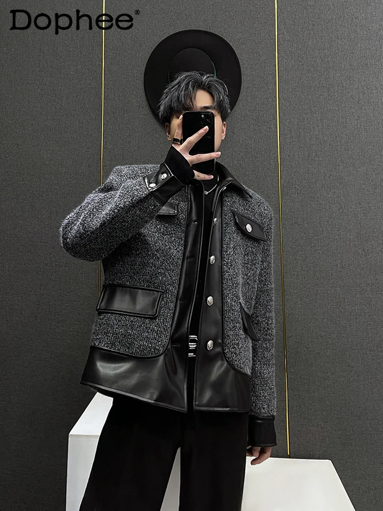 Autumn New Contrast Color Leather Stitching Fashionable Thickened Short Jacket Handsome Man Motorcycle Long Sleeve Jacket
Autumn New Contrast Color Leather Stitching Fashionable Thickened Short Jacket Handsome Man Motorcycle Long Sleeve Jacket