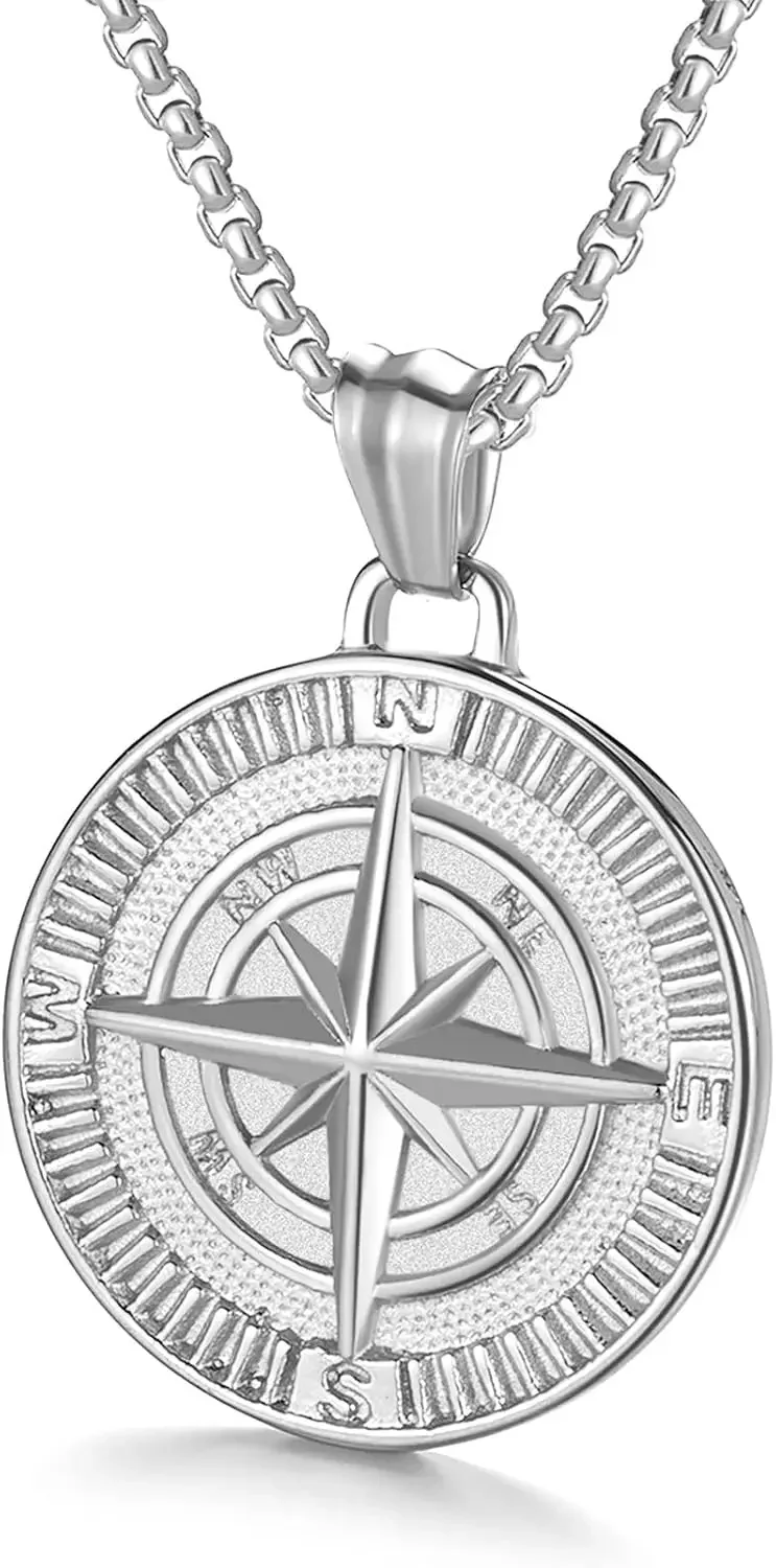 Men's Compass Pendant Necklace StainlSteel Navigator Forged for Male Jewelry
Men's Compass Pendant Necklace StainlSteel Navigator Forged for Male Jewelry
