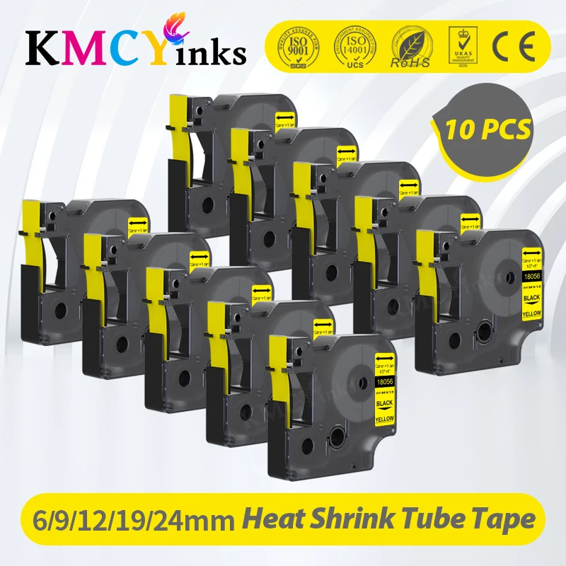 KMCYInks 10x 6/9/12/18/24mm Heat Shrink Tube Tape Black on White/Yellow 18051 18052 18053 18054 18055 18056 For Dymo RHINO 6000
KMCYInks 10x 6/9/12/18/24mm Heat Shrink Tube Tape Black on White/Yellow 18051 18052 18053 18054 18055 18056 For Dymo RHINO 6000