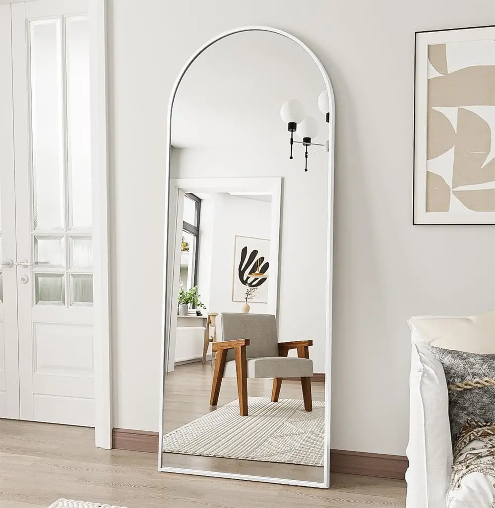 56x20 Arched Full Length Mirror, Standing or Wall Mounted, Aluminum Frame, White
56x20 Arched Full Length Mirror, Standing or Wall Mounted, Aluminum Frame, White