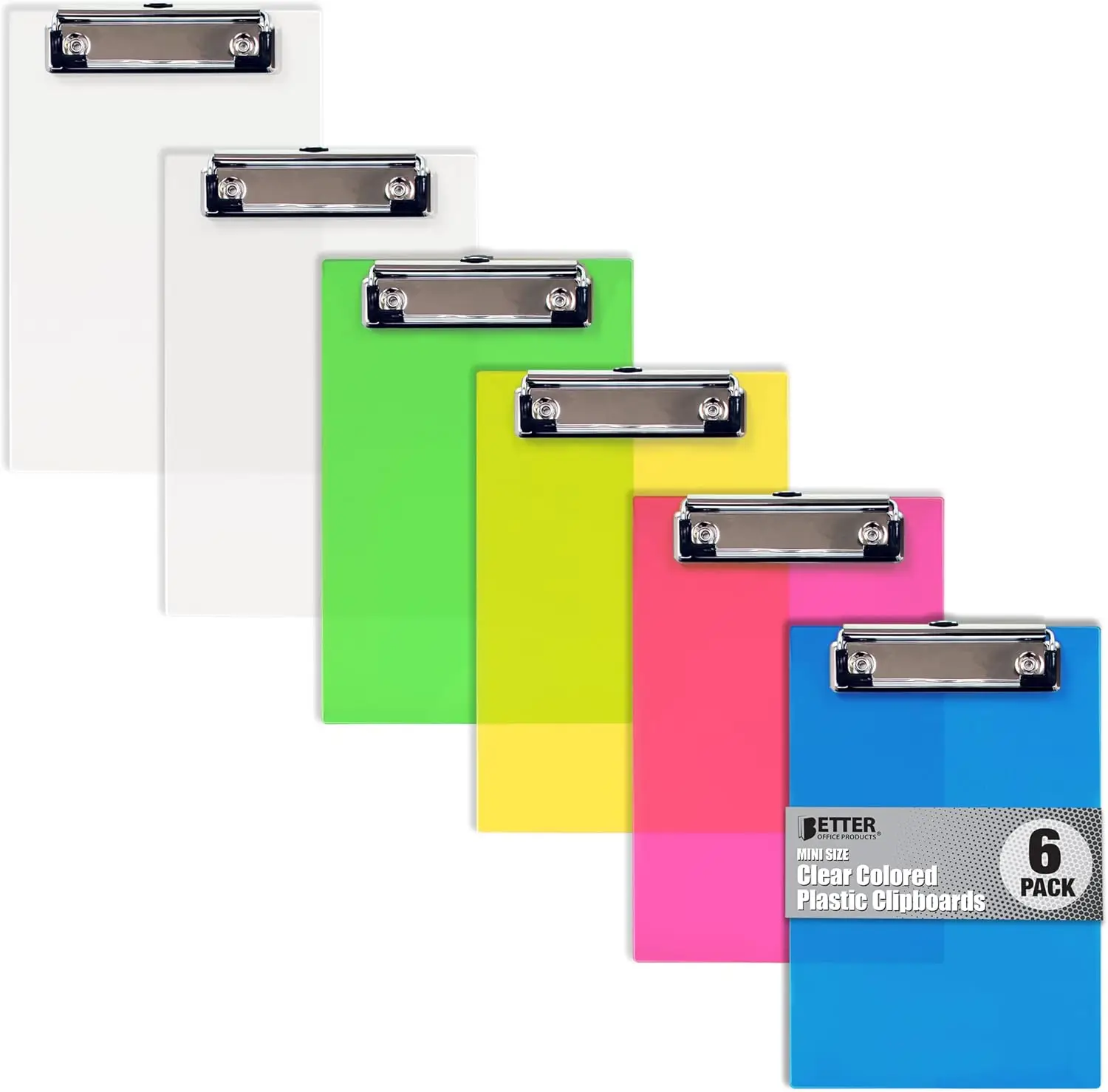 6-Pack Mini Clipboards, Plastic with Low Profile Clips, Assorted Translucent Colors, Durable A6 Size 5.3" x 8"
6-Pack Mini Clipboards, Plastic with Low Profile Clips, Assorted Translucent Colors, Durable A6 Size 5.3" x 8"
