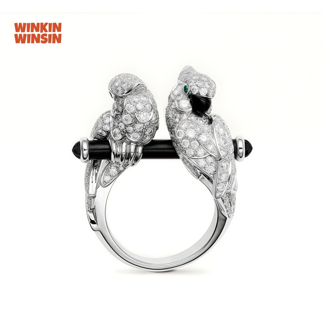 WINKIN WINSIN Brand MST 925 Sterling Silver Double Headed Parrot Enamel Luxury Ring For Women High Quality Zircon Gemstones Ring
WINKIN WINSIN Brand MST 925 Sterling Silver Double Headed Parrot Enamel Luxury Ring For Women High Quality Zircon Gemstones Ring