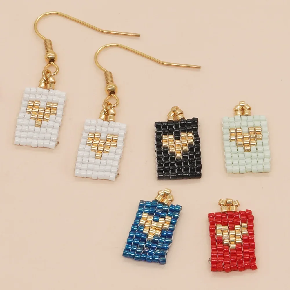 Beaded earrings Heart shape Hand weaving Pattern Retro Tidal current Bohemia Simplicity Alloy Splicing Rice bead earrings
Beaded earrings Heart shape Hand weaving Pattern Retro Tidal current Bohemia Simplicity Alloy Splicing Rice bead earrings