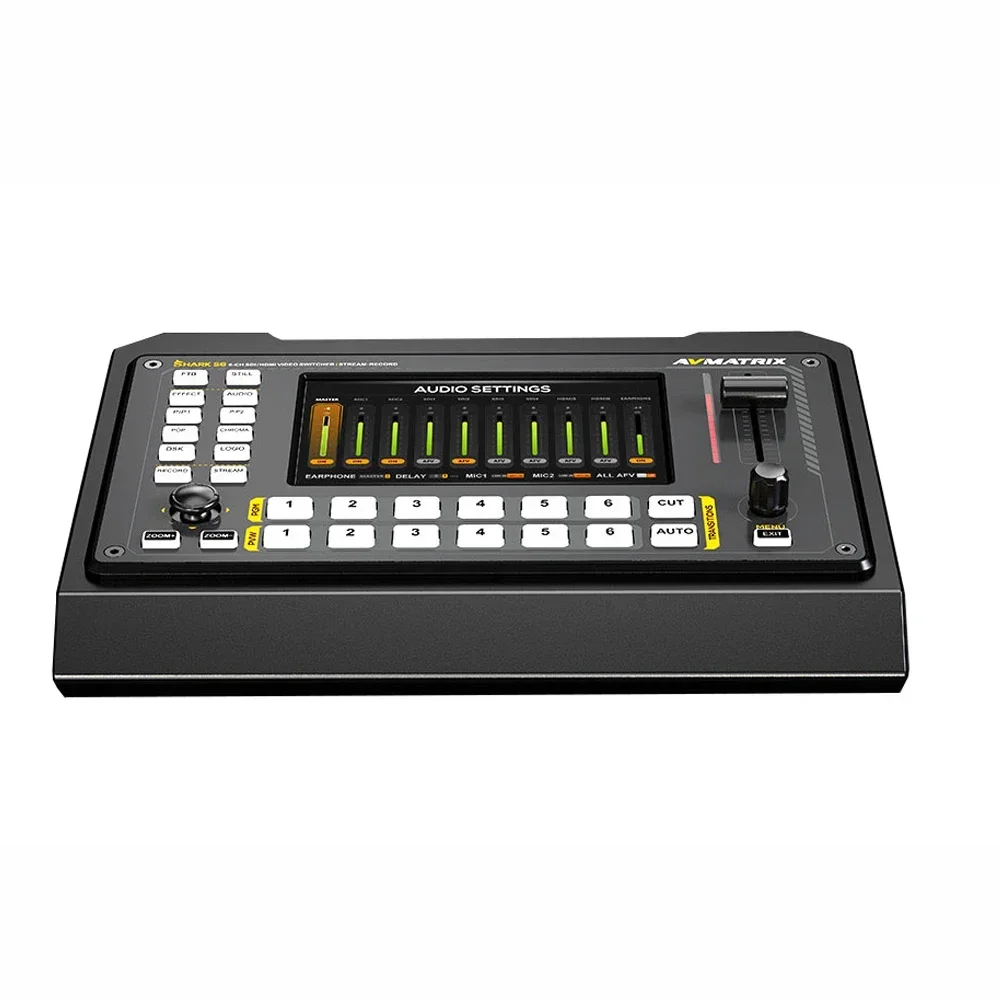 SHARK S6 AVMATRIX 6 Channel HDMI&SDI Multi-Format Video Audio Mixer Switcher With 5 Inch LCD Display LAN Streaming Recording
SHARK S6 AVMATRIX 6 Channel HDMI&SDI Multi-Format Video Audio Mixer Switcher With 5 Inch LCD Display LAN Streaming Recording