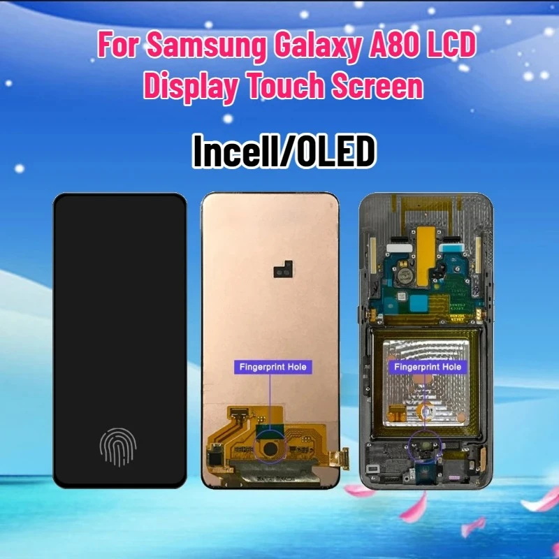 Дисплей Incell OLED для Samsung Galaxy A80, сенсорный экран A80 A805F A8050 A805X A805N, запасные части для замены ЖК-дисплея
Дисплей Incell OLED для Samsung Galaxy A80, сенсорный экран A80 A805F A8050 A805X A805N, запасные части для замены ЖК-дисплея