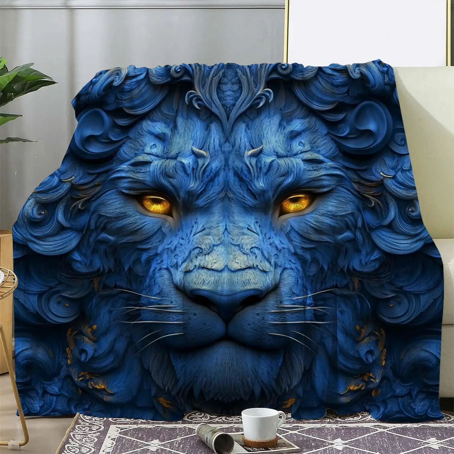 Mysterious Noble Bright Blue Lion King HD Printed Flannel Blanket Luxury Decoration Airplane Car Camping Nap Throw Blanket
Mysterious Noble Bright Blue Lion King HD Printed Flannel Blanket Luxury Decoration Airplane Car Camping Nap Throw Blanket