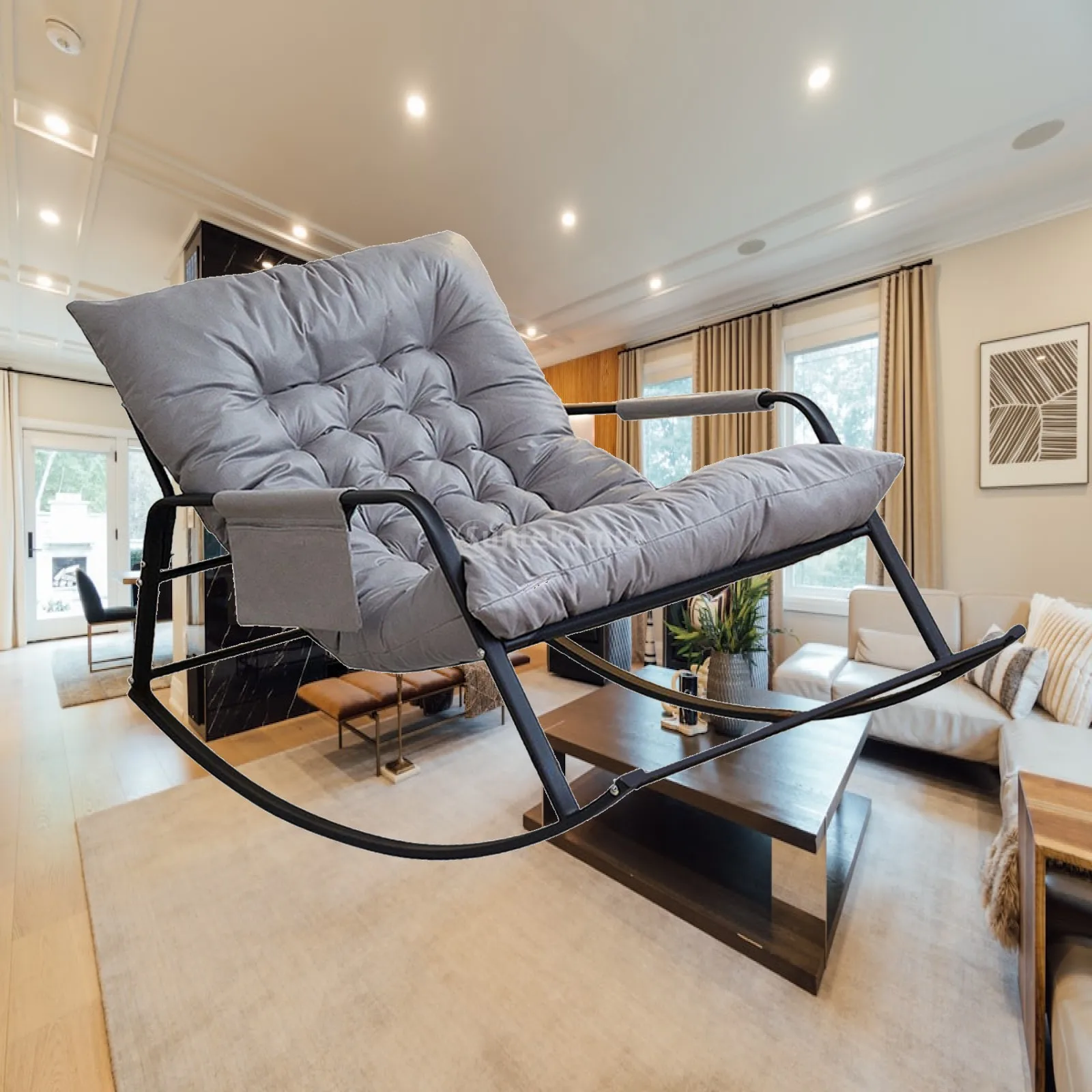 Rocking Chair with Back Support, Detachable Seat Cushion, Modern Recliner with Footrest
Rocking Chair with Back Support, Detachable Seat Cushion, Modern Recliner with Footrest