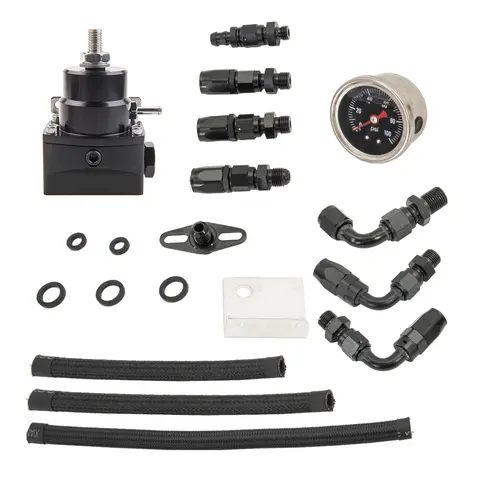 Universal Adjustable Fuel Pressure Regulator Oil 160psi 100psi Gauge AN6 AN 6 Fuel Pressure Regulator kit Fitting End