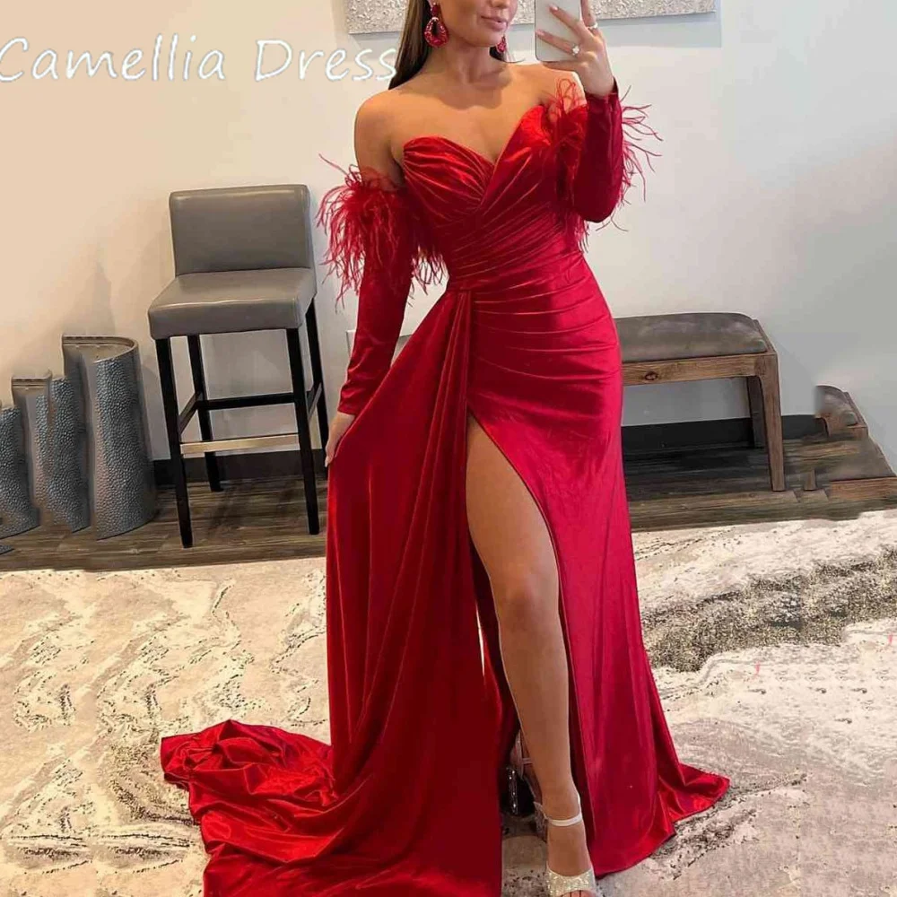 Camellia Sexy Party Dresses With High Split Off The Shoulder Evening Gowns Sweetheart Neck New Arrival Prom Dress
Camellia Sexy Party Dresses With High Split Off The Shoulder Evening Gowns Sweetheart Neck New Arrival Prom Dress