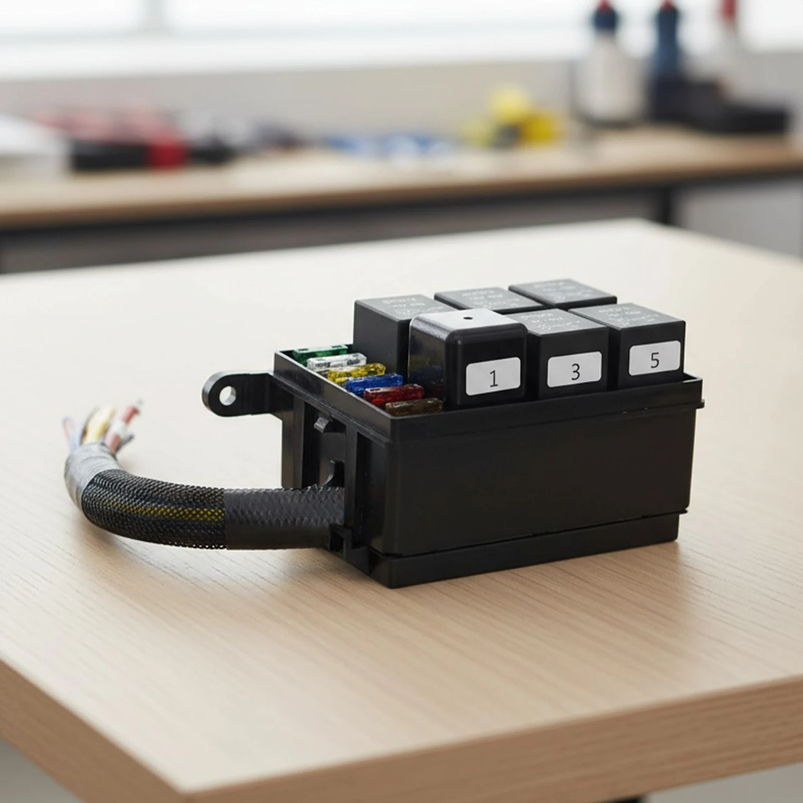 6-Way Modern Car Box with Pre-Wired 40A 4-Pin Relays Auto Retrofit Control Holder Multi-Purpose Automotive Accessories
6-Way Modern Car Box with Pre-Wired 40A 4-Pin Relays Auto Retrofit Control Holder Multi-Purpose Automotive Accessories