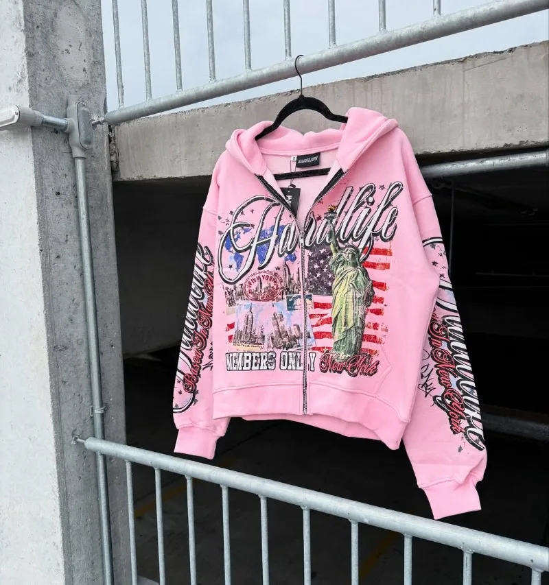 Y2k Fashion Street Anime Letter Print Zipper Hoodie Men Harajuku Retro American Fashion Brand Casual Oversized Sweatshirt Women
Y2k Fashion Street Anime Letter Print Zipper Hoodie Men Harajuku Retro American Fashion Brand Casual Oversized Sweatshirt Women