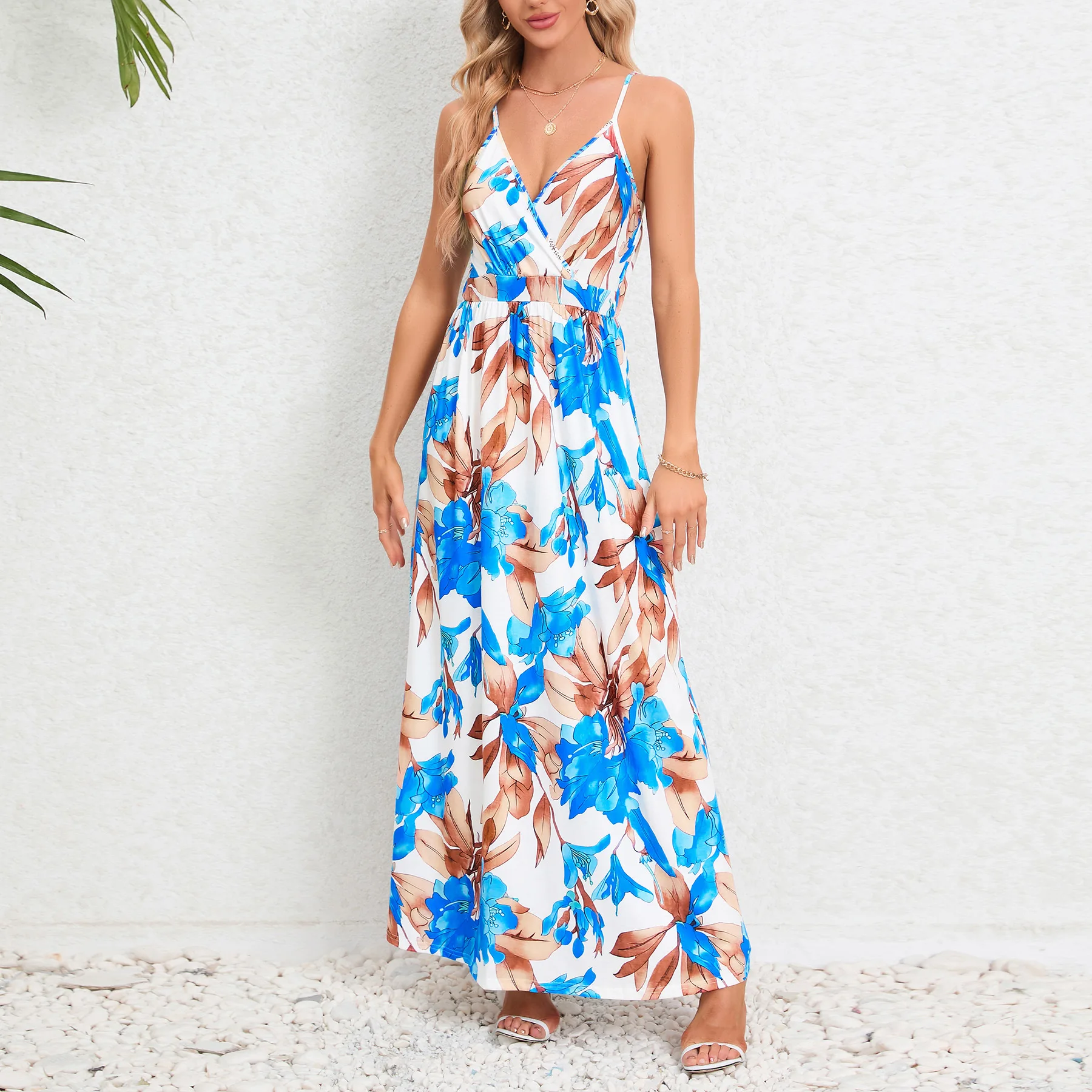 Deep V Neck Maxi Dress Women Printed Tunic Backless Dress Vintage Summer Beach Dresses Spaghetti Strap Vestidos
Deep V Neck Maxi Dress Women Printed Tunic Backless Dress Vintage Summer Beach Dresses Spaghetti Strap Vestidos