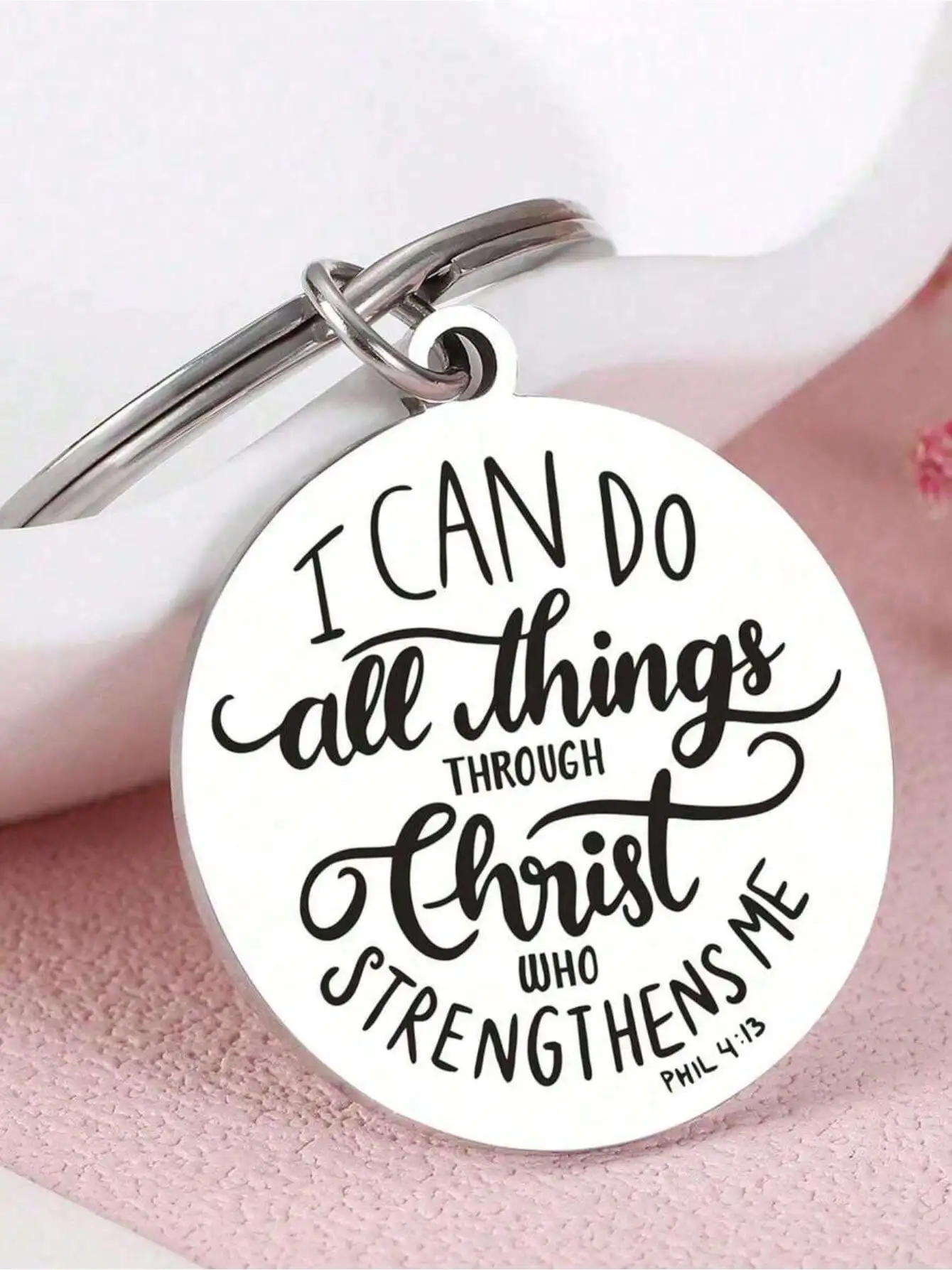 1Pc I Can Do All Things Through Christ Keychain - Stainless Steel Inspirational Jewelry Simple Unisex Design Christmas Gift For Men Women
1Pc I Can Do All Things Through Christ Keychain - Stainless Steel Inspirational Jewelry Simple Unisex Design Christmas Gift For Men Women