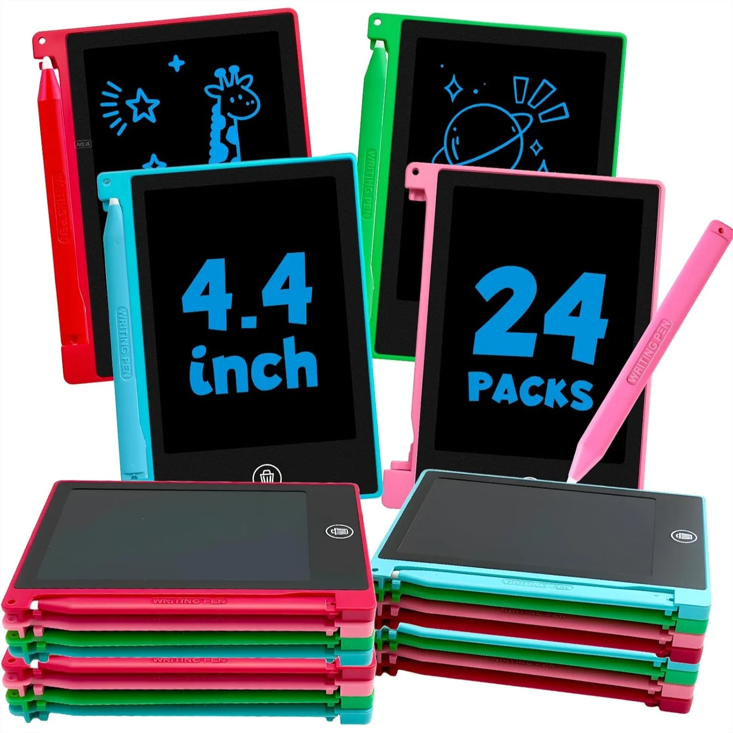 24 Pack 4.4 Inch Mini LCD Writing Tablet for Kids, Erasable Reusable Doodle Board for Travel School Party Favors
24 Pack 4.4 Inch Mini LCD Writing Tablet for Kids, Erasable Reusable Doodle Board for Travel School Party Favors