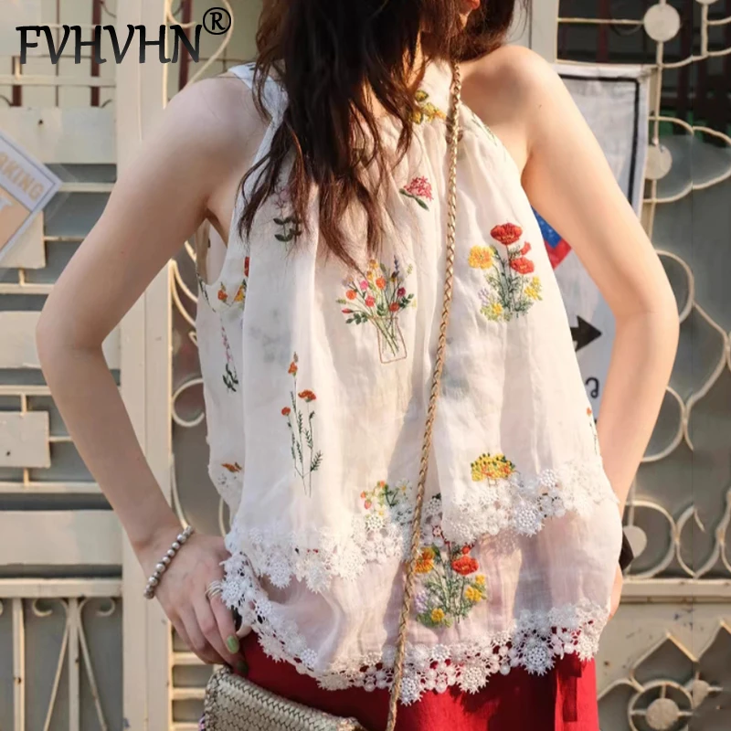 FVHVHN Fashion Women's Heavy Industry Embroidery Sleeveless Vest Casual Versatile Lace Splicing Layered Top Female Trendy 1A256
FVHVHN Fashion Women's Heavy Industry Embroidery Sleeveless Vest Casual Versatile Lace Splicing Layered Top Female Trendy 1A256