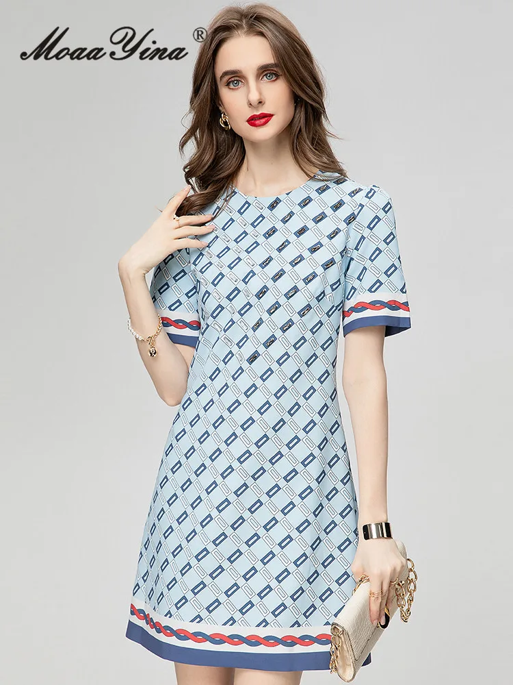 MoaaYina Fashion Runway dress Summer Women Dress Casual O-Neck Crystal Blue Printing Short sleeve A-Line mini Dresses
MoaaYina Fashion Runway dress Summer Women Dress Casual O-Neck Crystal Blue Printing Short sleeve A-Line mini Dresses