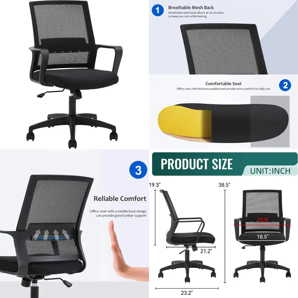 FDW Office Chair Ergonomic Desk Chair Mid-Back Mesh Computer Chair Lumbar Support Comfortable Executive Adjustable Rolling Swive
FDW Office Chair Ergonomic Desk Chair Mid-Back Mesh Computer Chair Lumbar Support Comfortable Executive Adjustable Rolling Swive