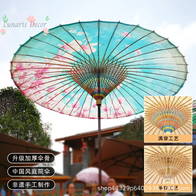 Chinese oil-paper umbrella, big umbrella, tea around the stove, outdoor waterproof shading, intangible cultural heritage
Chinese oil-paper umbrella, big umbrella, tea around the stove, outdoor waterproof shading, intangible cultural heritage