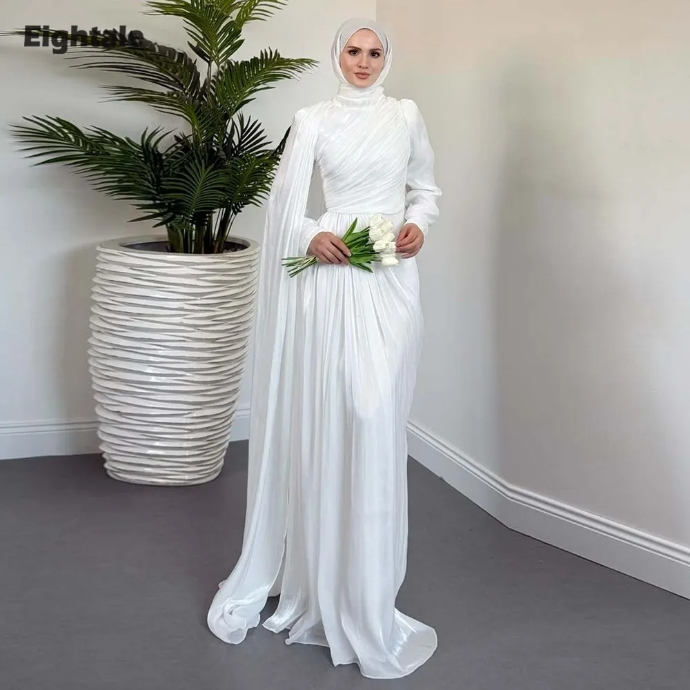 Eightale Evening Dresses High Neck Pleats Long Sleeves Customized Satin Mermaid Prom Party Gown vestido de fiesta
Eightale Evening Dresses High Neck Pleats Long Sleeves Customized Satin Mermaid Prom Party Gown vestido de fiesta