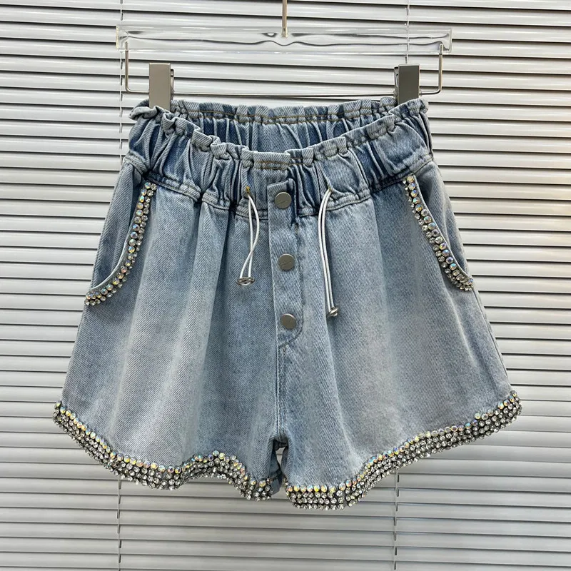 Rhinestone Wide-Leg A-Line Denim Shorts Women High Street Summer New High Waist Loose Short Jeans q197
Rhinestone Wide-Leg A-Line Denim Shorts Women High Street Summer New High Waist Loose Short Jeans q197