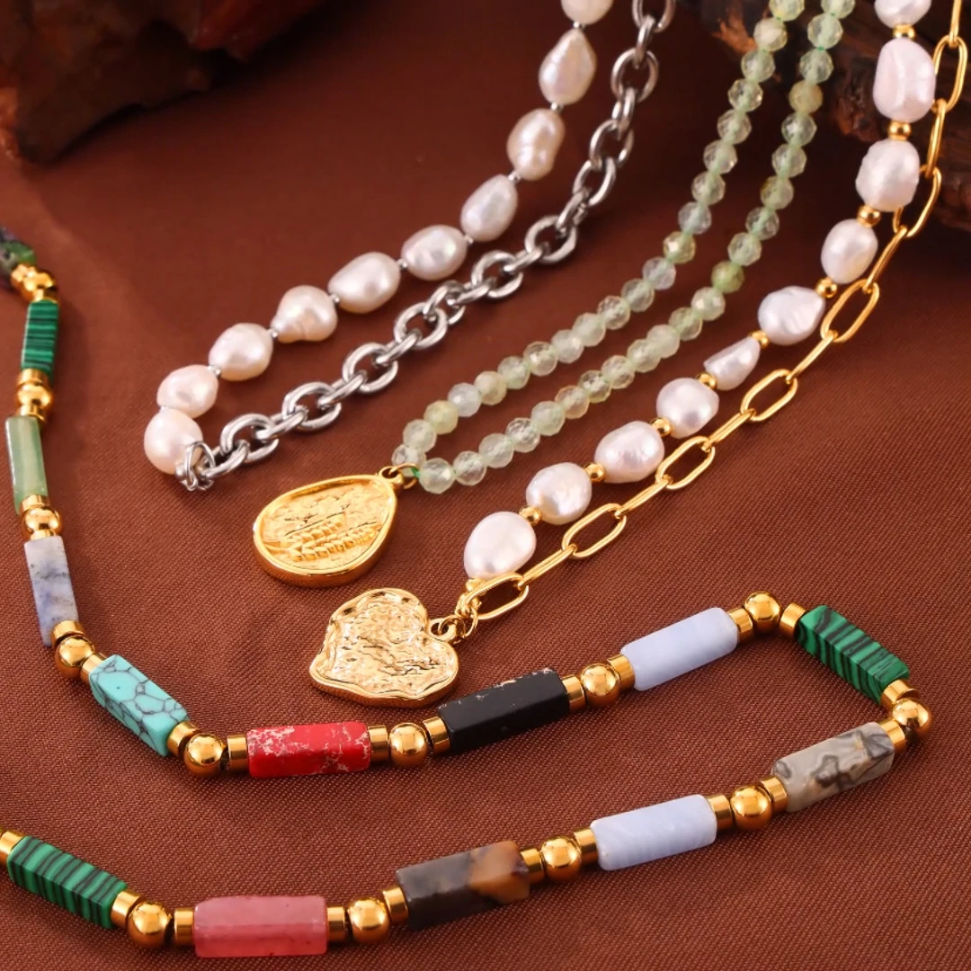 Ethnic Necklace For Women Stainless Steel Nature Stones Chain Pearl Beaded Luxury Jewelry Party Wedding Gift
Ethnic Necklace For Women Stainless Steel Nature Stones Chain Pearl Beaded Luxury Jewelry Party Wedding Gift