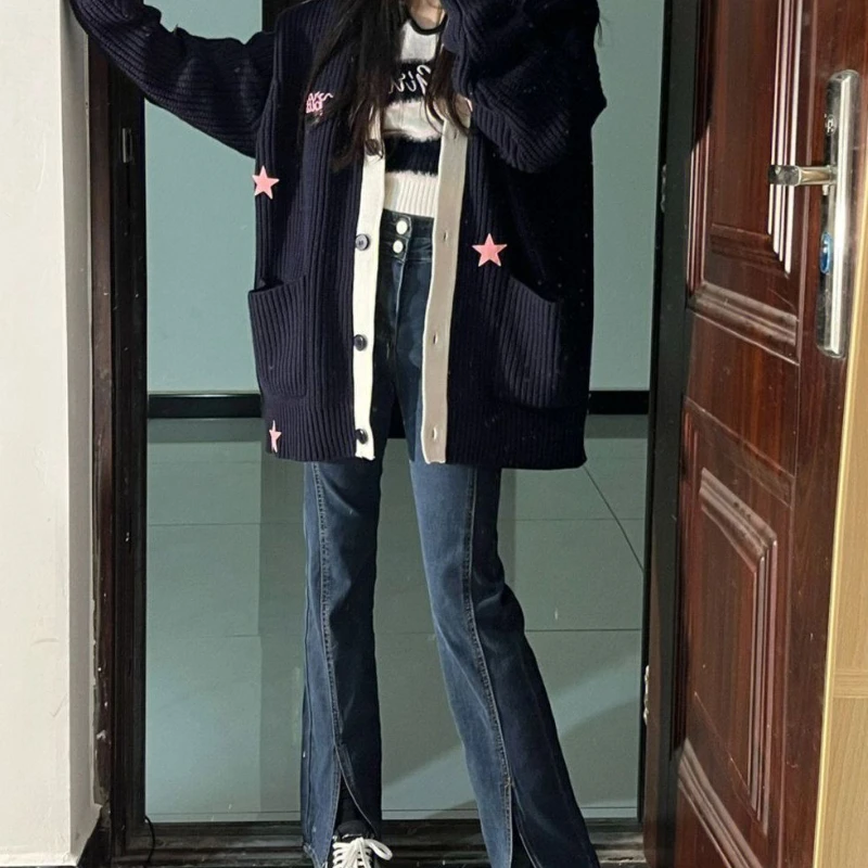 Women Clothing 2022 Autumn Winter Korean Style Decorated Loose Knit Set Casual Fashionable Versatile Split Jeans Women Clothes
Women Clothing 2022 Autumn Winter Korean Style Decorated Loose Knit Set Casual Fashionable Versatile Split Jeans Women Clothes