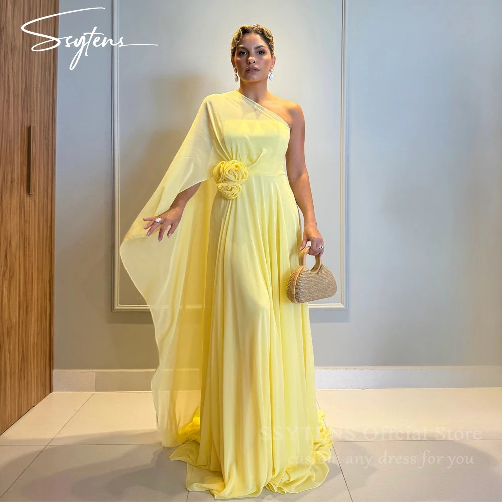 SSYTENS Yellow Chiffon Prom Dresses One Shoulder Flower Cape Sleeves Customized Long Party Dresses Wedding Guest Evening Gowns
SSYTENS Yellow Chiffon Prom Dresses One Shoulder Flower Cape Sleeves Customized Long Party Dresses Wedding Guest Evening Gowns