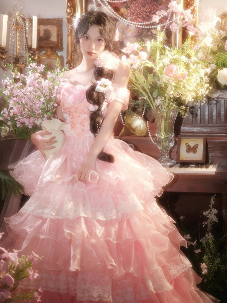 Pink Princess Style One Shoulder Wedding Dress Romantic Flower Skirt Evening Gown Photography Studio Theme Clothing
Pink Princess Style One Shoulder Wedding Dress Romantic Flower Skirt Evening Gown Photography Studio Theme Clothing
