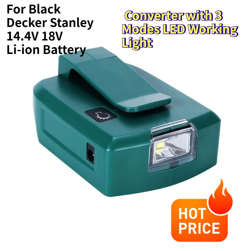 Для Black Decker Stanley 14,4 В 18 В преобразователь литий-ионной батареи с 3 режимами светодиодного рабочего освещения Аварийная лампа Двойной USB светодиодный адаптер
Для Black Decker Stanley 14,4 В 18 В преобразователь литий-ионной батареи с 3 режимами светодиодного рабочего освещения Аварийная лампа Двойной USB светодиодный адаптер
