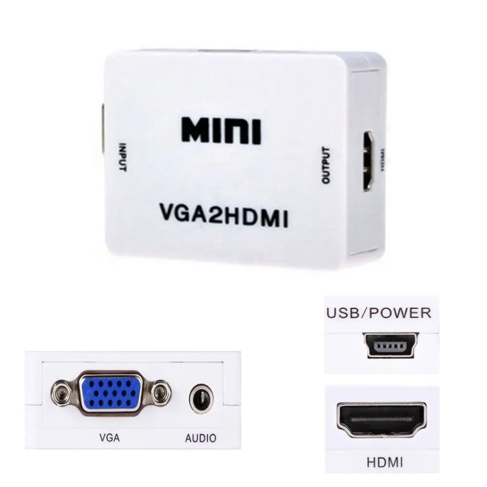 Mini VGA2HDMI VGA to HDMI-compatible Converter Audio Support 720P 1080P Adapter Connector for PC Laptop
Mini VGA2HDMI VGA to HDMI-compatible Converter Audio Support 720P 1080P Adapter Connector for PC Laptop