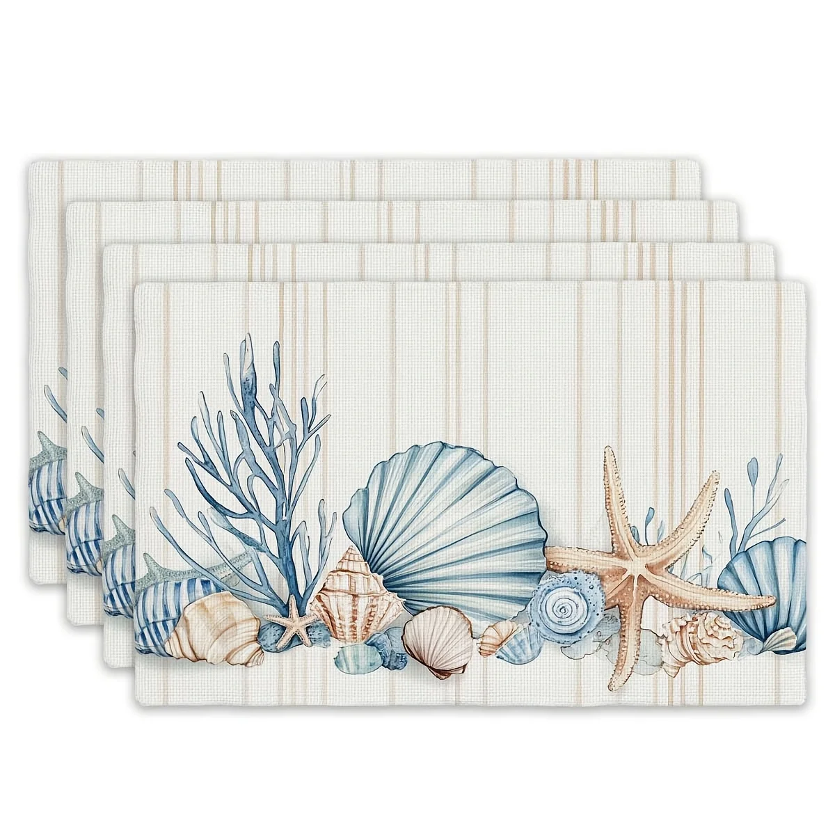 Seashell and Starfish Placemats Set Coastal Theme Linen Mats for Dining Table Decor
Seashell and Starfish Placemats Set Coastal Theme Linen Mats for Dining Table Decor