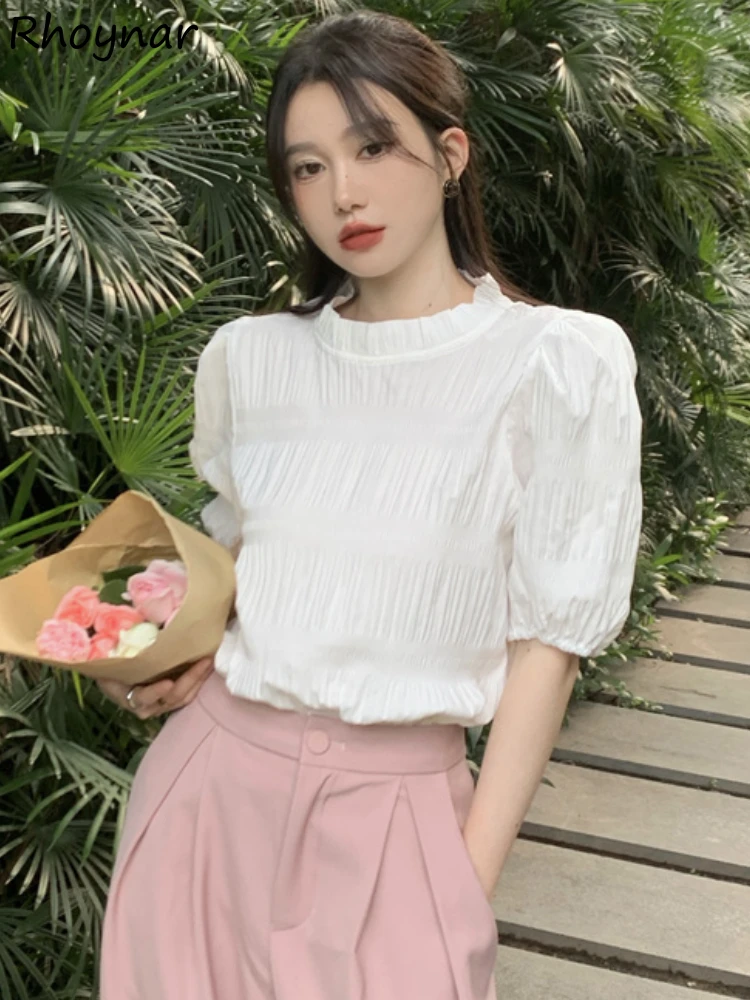 Blouse Women Solid Simple Folds Puff Sleeve Summer Sweet Girls Lovely All-match Stylish Leisure Chic Korean Style Hot Sale Ins
Blouse Women Solid Simple Folds Puff Sleeve Summer Sweet Girls Lovely All-match Stylish Leisure Chic Korean Style Hot Sale Ins