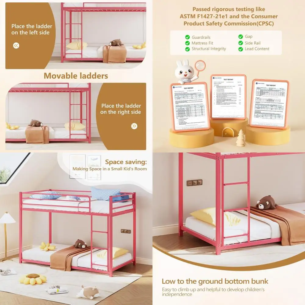 Twin Over Twin Metal Bunk Bed with Safety Guardrail, Ideal for Kids and Teens, Space-Saving, Easy Assembly, Mattress Not Include
Twin Over Twin Metal Bunk Bed with Safety Guardrail, Ideal for Kids and Teens, Space-Saving, Easy Assembly, Mattress Not Include