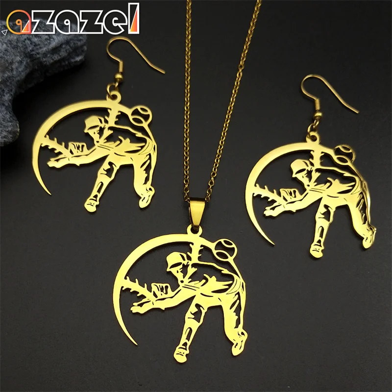 Baseballer Hit Baseball Jewelry Set For Women Men Stainless Steel Gold Silver Color Sports Style Necklace Earrings Chain Gifts
Baseballer Hit Baseball Jewelry Set For Women Men Stainless Steel Gold Silver Color Sports Style Necklace Earrings Chain Gifts