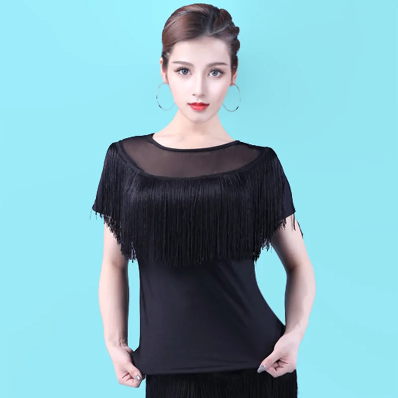 women Red fringed Latin dance shirt Transparent mesh adult modern dance tops Sexy ballroom dance stage costumes
women Red fringed Latin dance shirt Transparent mesh adult modern dance tops Sexy ballroom dance stage costumes