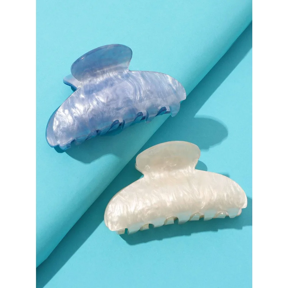 2Pcs Elegant Marble Pattern Jelly Hair Claw Clips, Minimalist Creamy Yellow & White Half-Circle Acetate Hair Clamps, Versatile Hair Accessories For Women
2Pcs Elegant Marble Pattern Jelly Hair Claw Clips, Minimalist Creamy Yellow & White Half-Circle Acetate Hair Clamps, Versatile Hair Accessories For Women