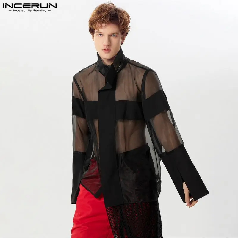 INCERUN Men Shirt Mesh Patchwork Stand Collar Long Sleeve Button Transparent Men Clothing 2024 Streetwear Fashion Camisas S-5XL
INCERUN Men Shirt Mesh Patchwork Stand Collar Long Sleeve Button Transparent Men Clothing 2024 Streetwear Fashion Camisas S-5XL