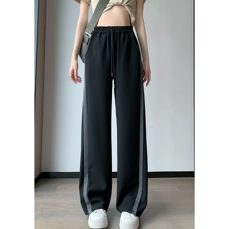 Women's Black Casual Drawstring Sweatpants Fashion Stripe High Waist Wide Leg Pants Vintage Baggy Straight Trouser Ladies Summer
Women's Black Casual Drawstring Sweatpants Fashion Stripe High Waist Wide Leg Pants Vintage Baggy Straight Trouser Ladies Summer